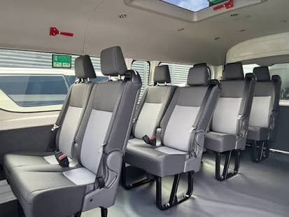 Interior seating of an INSAR tour van